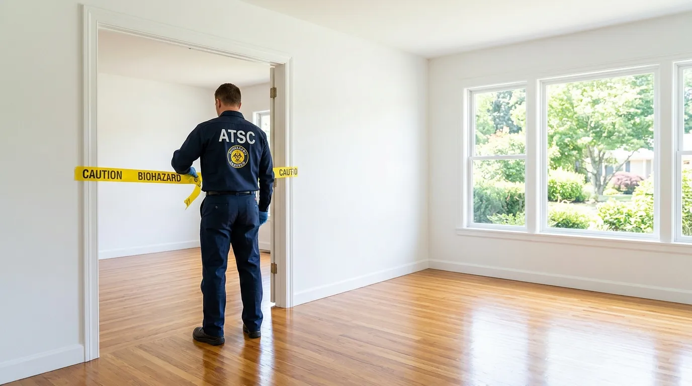 Certified biohazard cleanup crew performing Crime Scene Cleanup in East Greenwich